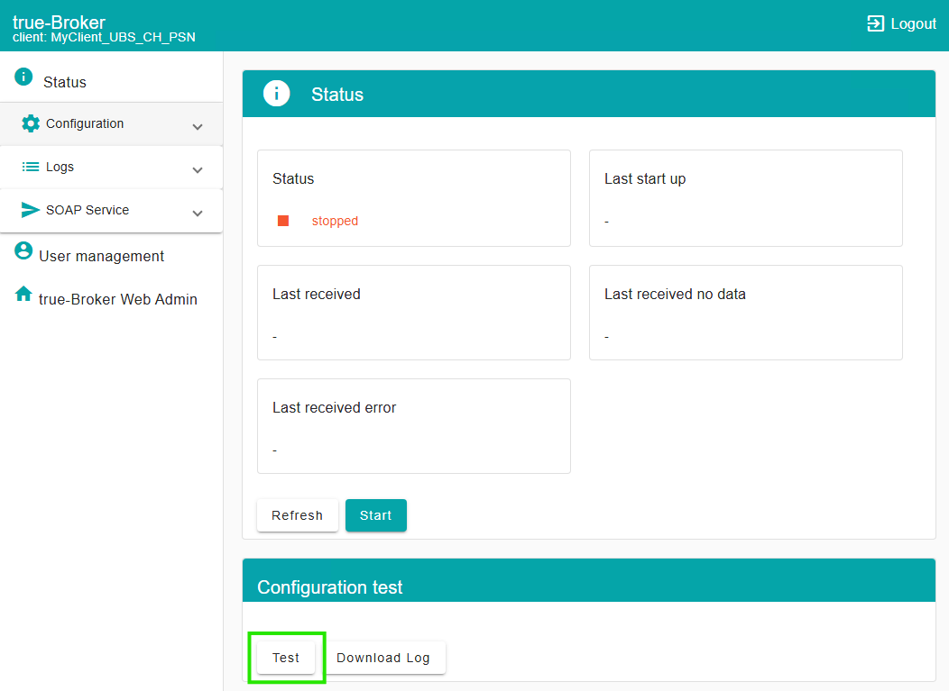 Screenshot of the login screen